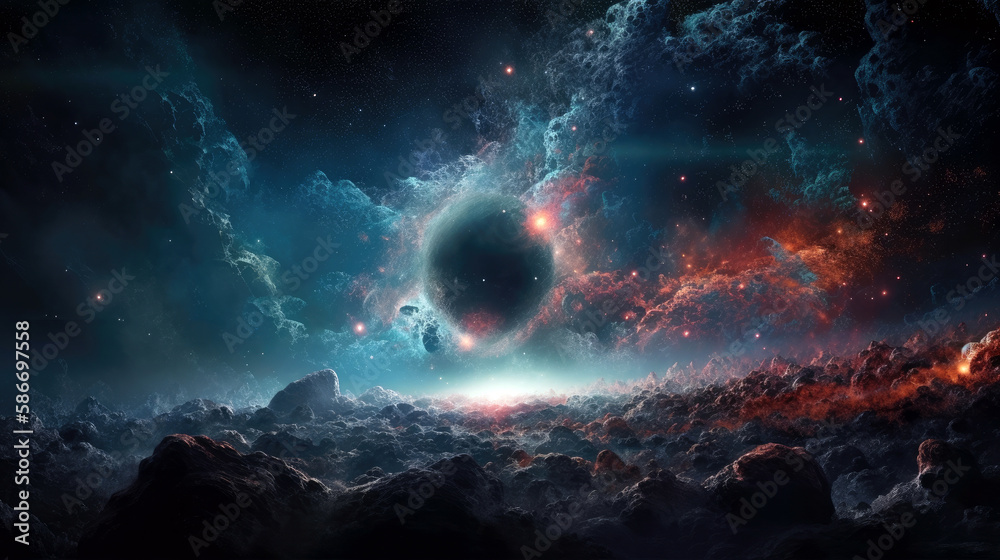 explosion of space, nebula, galaxy and stars background (created with Generative AI)