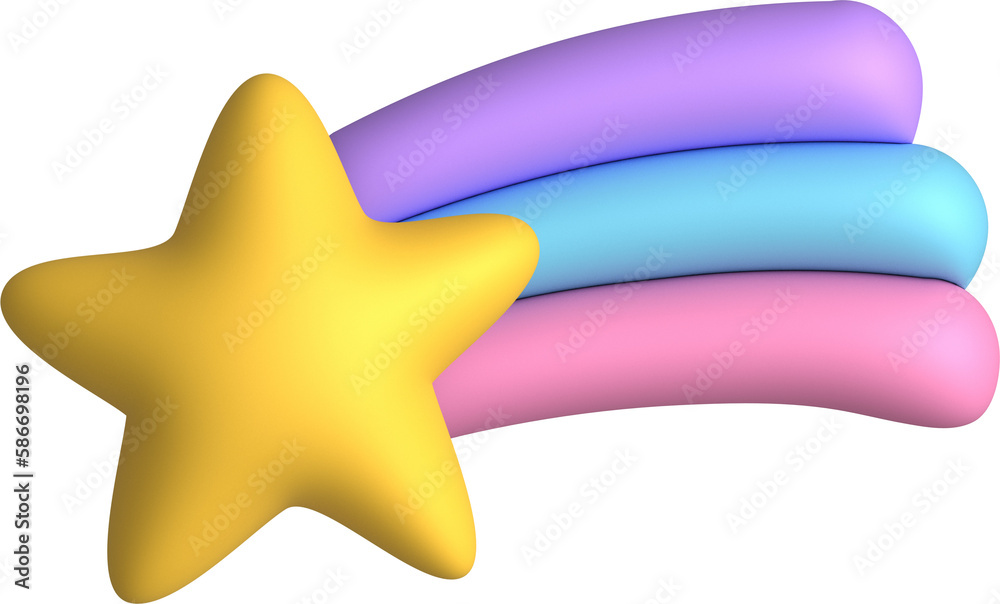 Fototapeta premium 3D star, shooting star in 3D