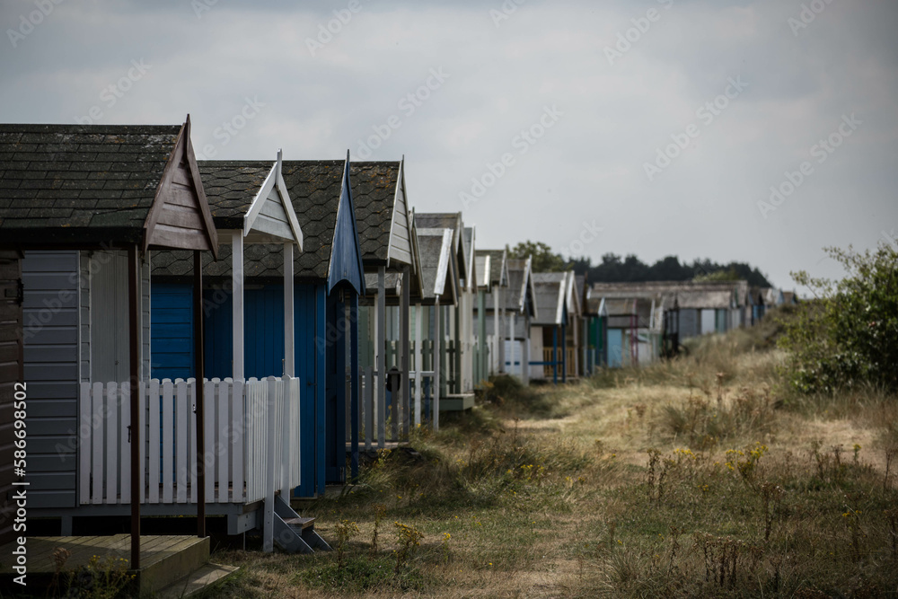 beach huts at the coast in Norfolk