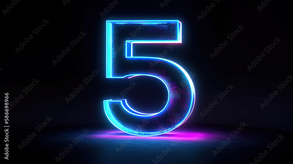 3d render, number five silhouette, digital math symbol. Generative Ai 3d render, number five silhouette, digital math symbol. Generative Ai