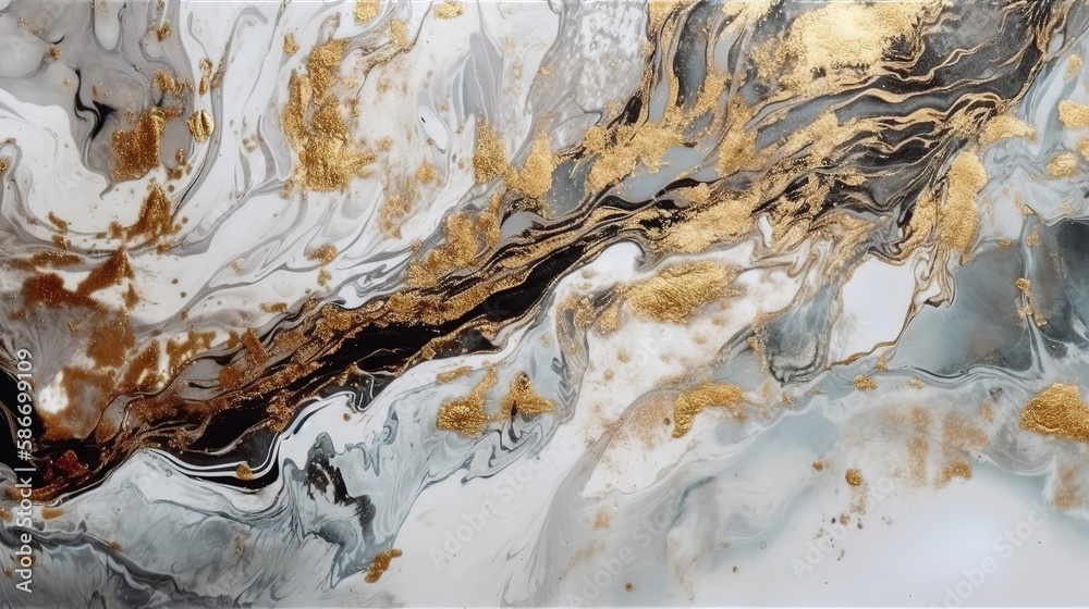 abstract background, creative texture of white marble with gold veins. Generative Ai