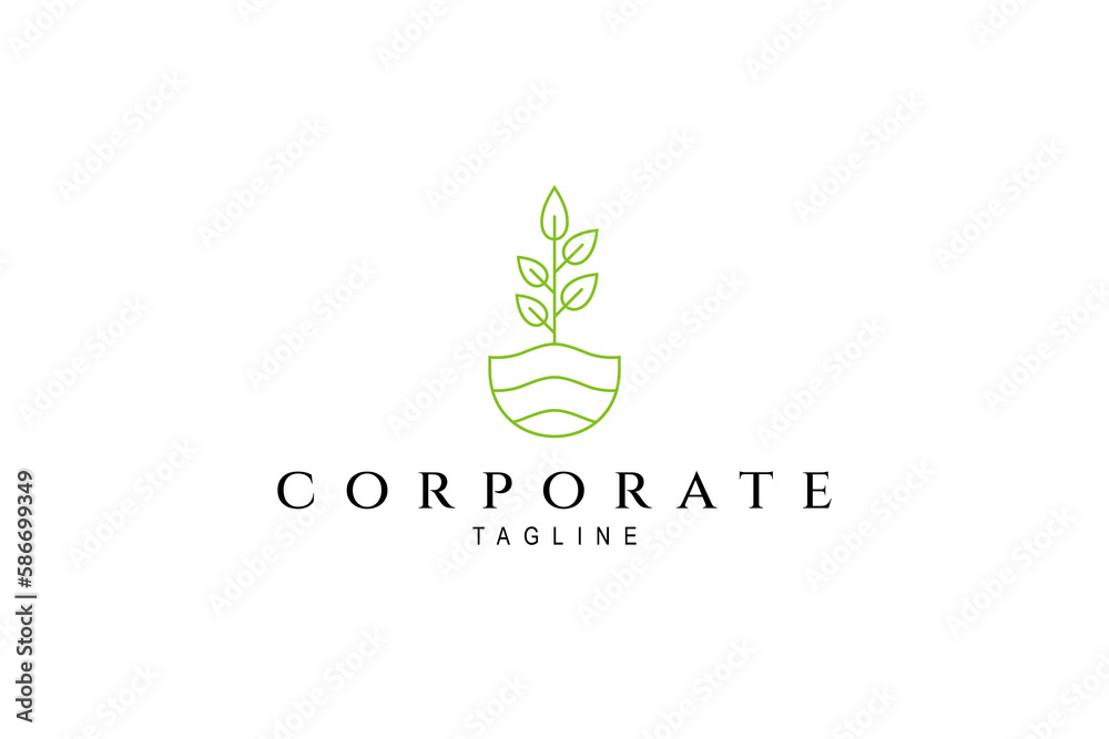 Abstract green leaf logo vector design. Landscape, garden, plants, nature and ecology vector logo design Abstract green leaf logo vector design. Landscape, garden, plants, nature and ecology vector logo design