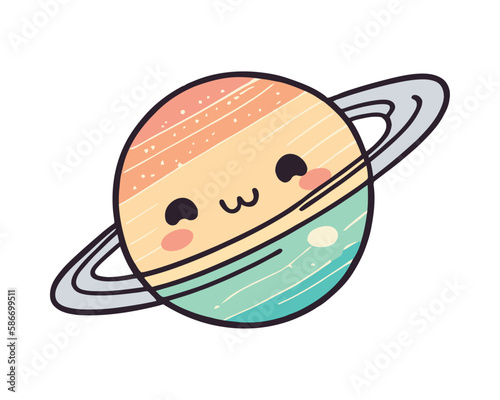 cute saturn planet with rings