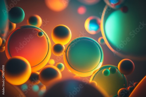 Photo glowing orbs of light in bright and bold colors created with Generative AI techn