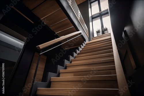 The spiral staircase creating a stunning visual effect created with Generative AI technology