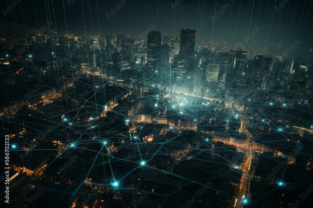 The air crackles with the energy of the interconnected lines and dots that power the city's most advanced communication system. Generative AI