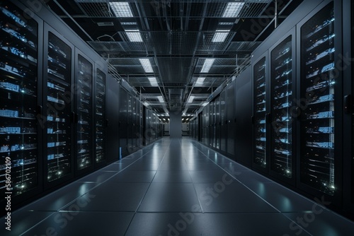 The data center hums with the sound of thousands of interconnected lines and dots  each representing a vital piece of information flowing through the system. Generative AI