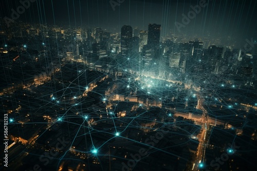 The air crackles with the energy of the interconnected lines and dots that power the city's most advanced communication system. Generative AI