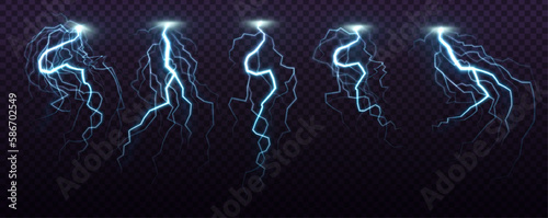 Magic light abstract lines. Light white isolated vector lightning png. Realistic natural lightning effects.
