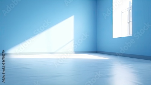 Original blue tones background image in minimalistic design with interesting light glare. Background for the presentation of various products.