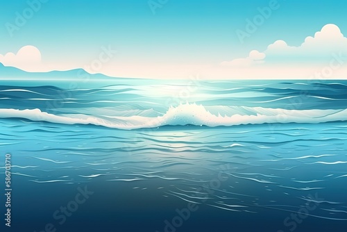 Summer. Background with beach and water. Can be used as a greeting card. Vector illustration. , Generative AI