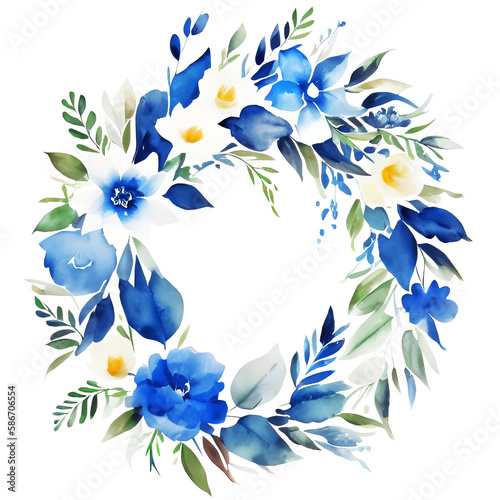Beautiful watercolor flower wreath. Elegant floral painting. Design for invitation, wedding or greeting cards