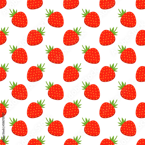 Strawberry vector seamless pattern background.