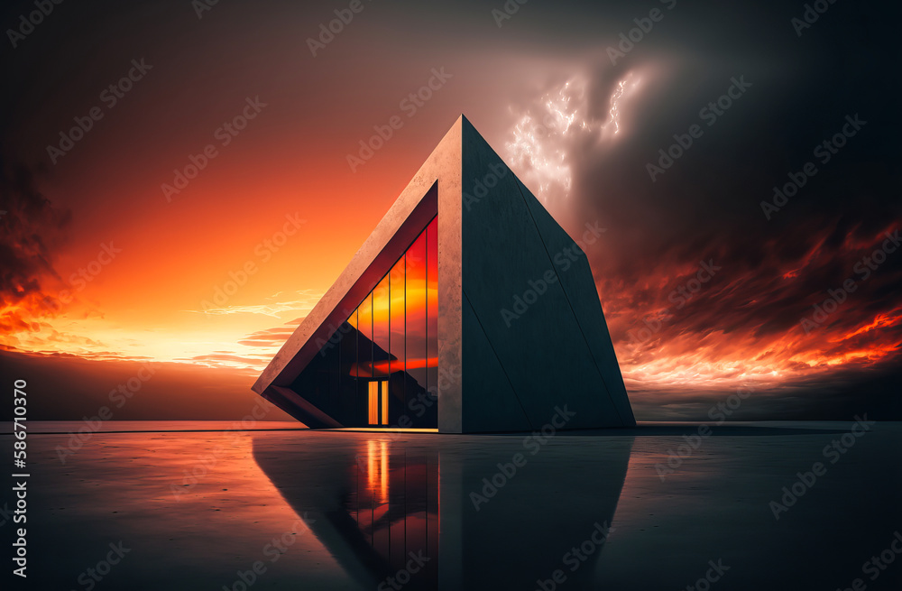 Bold and dramatic design with sunset/sunrise backdrop, bright and ...