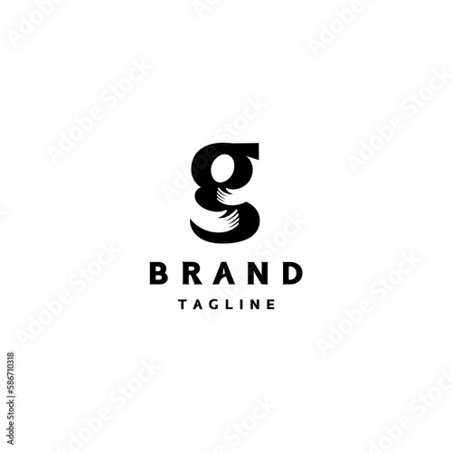 Hugging the Letter G Logo Design. Initial Letter G with silhouette of two arms hugging it.
