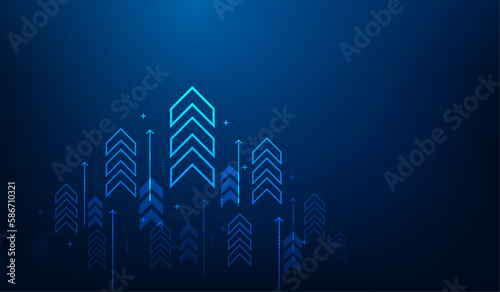 business arrow up growth line technology on dark blue background.business investment to success. financial data graph strategy.market chart profit money. vector illustration hi-tech.