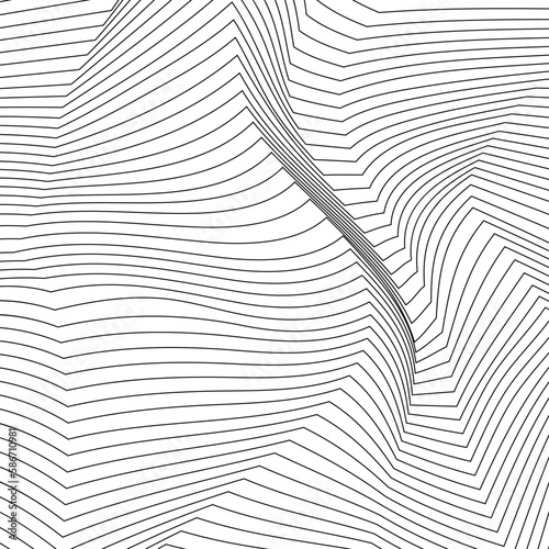 Abstract background with deformation lines. Texture with distorted waves. Vector illustration with 3d effect.