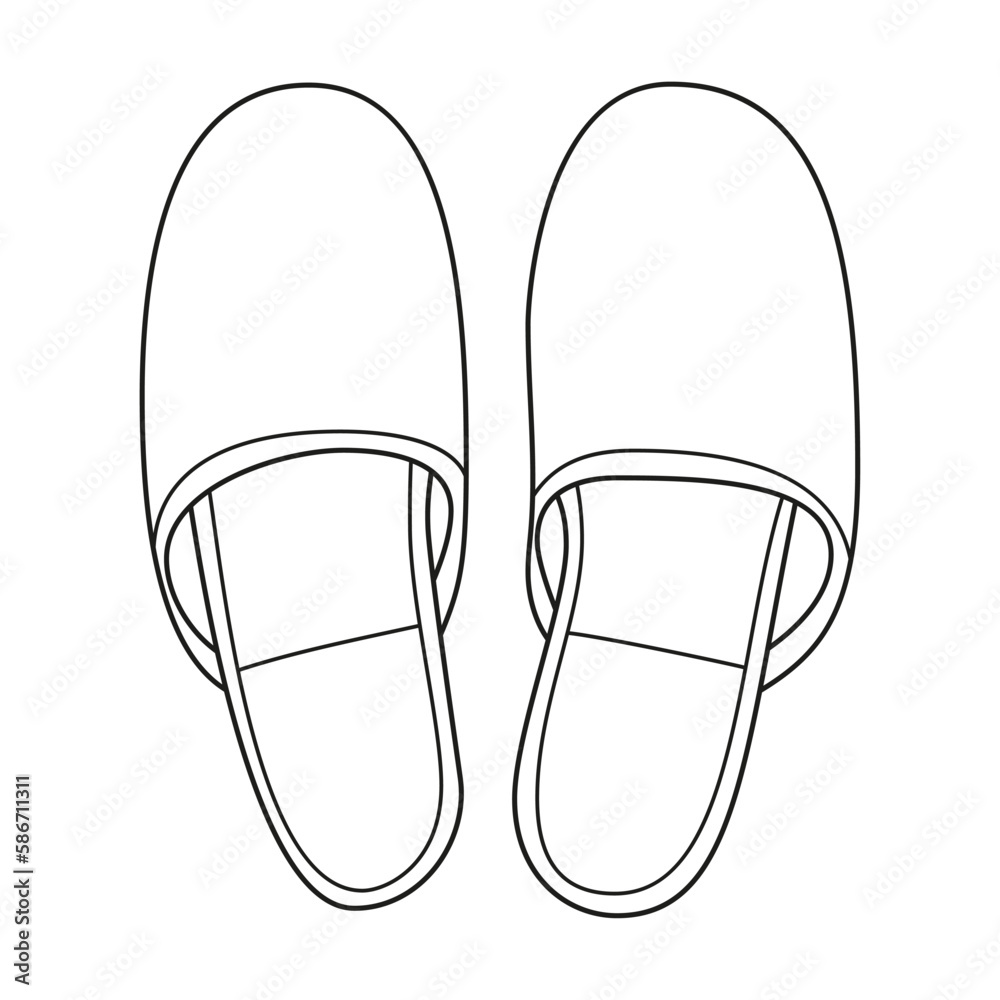 Home slippers vector icon. Pair of shoes on white background handdrawn Home slippers vector icon. Pair of shoes on white background handdrawn