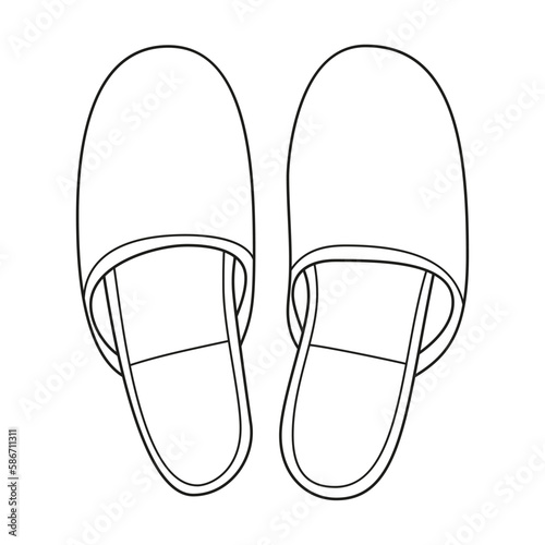 Home slippers vector icon. Pair of shoes on white background handdrawn