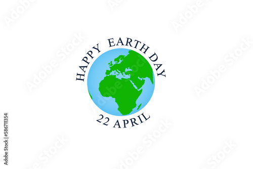 Earth day logo design. Happy Earth Day, 22 April. World map background vector illustration. 