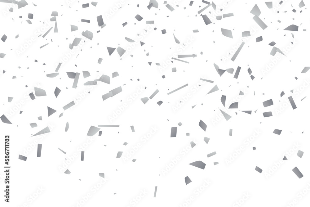 Silver glitter confetti on a white background. Decorative element. Silver glitter confetti on a white background. Decorative element.