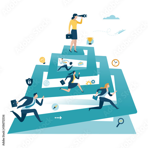 Career. Success. The way to the top. Business vector illustration