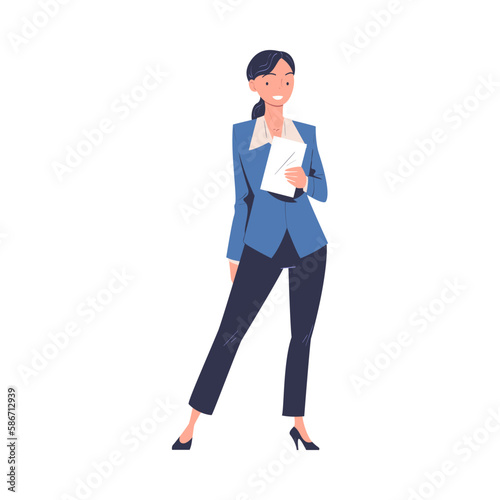 Beautiful businesswoman dressed in business style clothes cartoon vector illustration