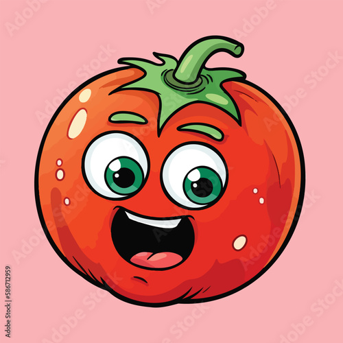 Laughing Tomato Fun Illustration, Humorous Cartoon