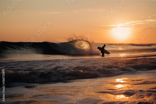 Athlete Gliding in the Sea at Sunset, GENERATIVE AI © JULIANDAVID