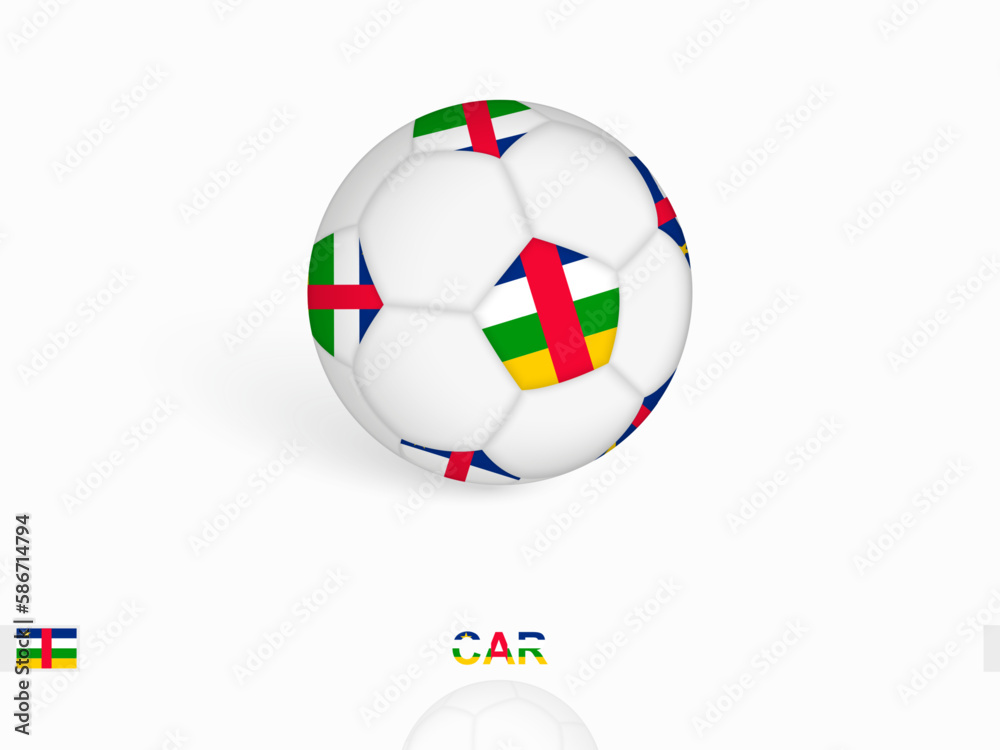 Obraz premium Soccer ball with the Central African Republic flag, football sport equipment.