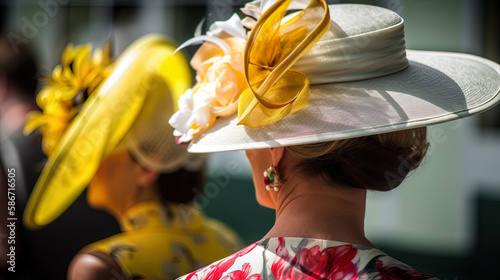 Canvas-taulu woman in hat at ascot racecourse