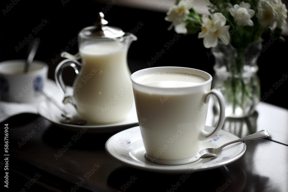 Tea with milk. AI Generated