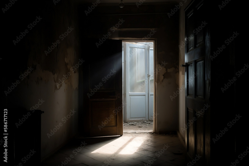 Light from the exposed trees of the old house. AI Generated Light from the exposed trees of the old house. AI Generated