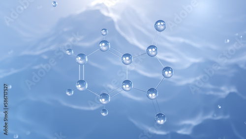 phthalic anhydride molecular structure, 3d model molecule, anhydride of phthalic acid, structural chemical formula view from a microscope photo