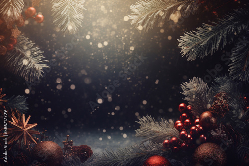 Beautiful New Year and Christmas background. AI Generated