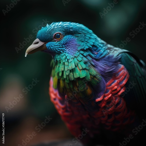 close-up of a colourful bird. Generative AI. © Shreyash