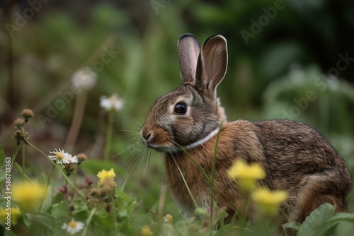 A rabbit in a meadow Generative AI © Катерина Євтехова