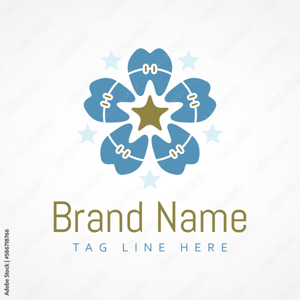 Fototapeta premium Teeth Braces Star Dental Logo