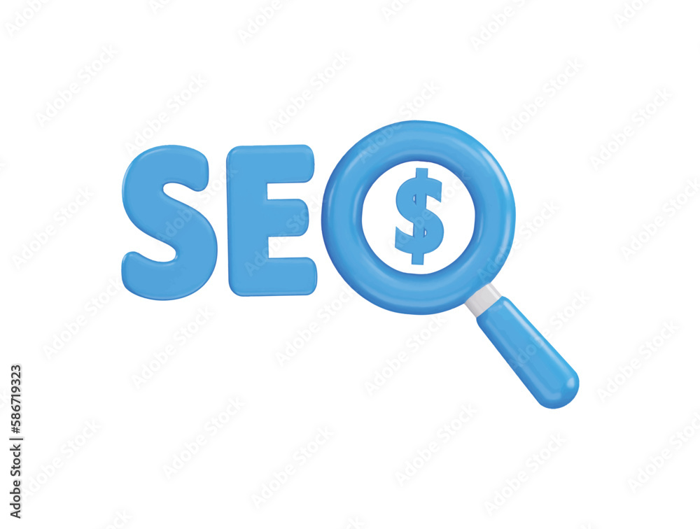 seo with a magnifying glass icon 3d rendering vector illustration seo with a magnifying glass icon 3d rendering vector illustration