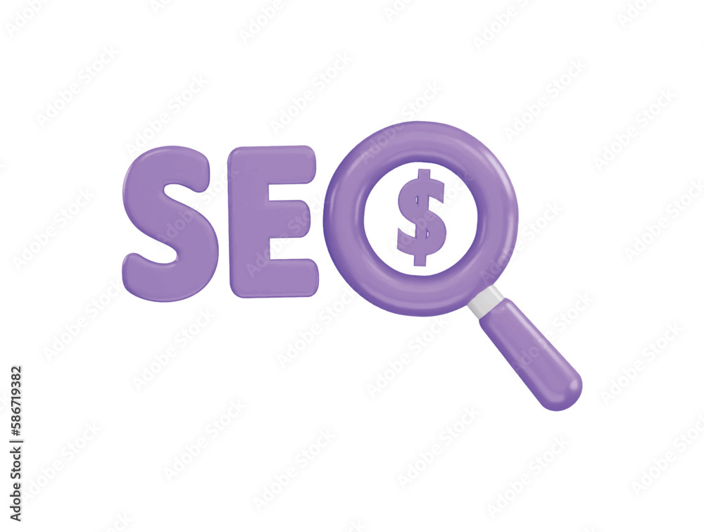 seo with a magnifying glass icon 3d rendering vector illustration seo with a magnifying glass icon 3d rendering vector illustration