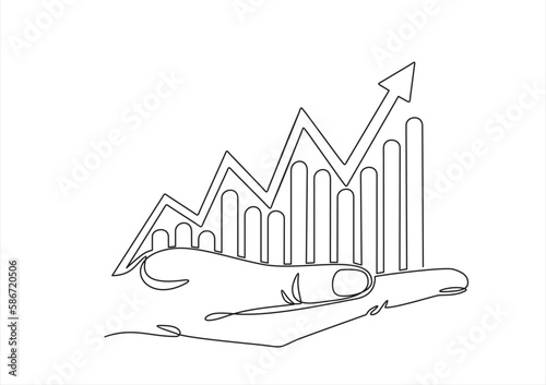 continuous line drawing of a hand showing growth graph