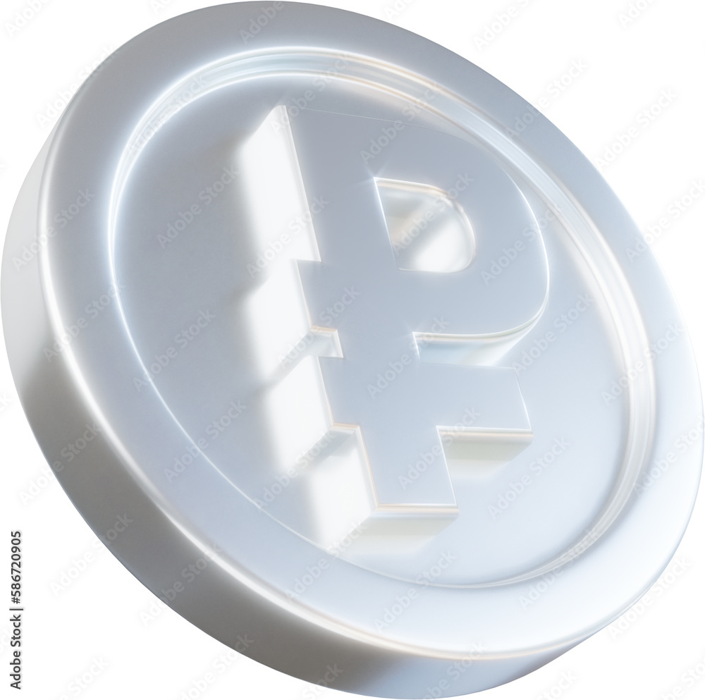 Obraz premium Golden Russian Ruble coin 3d render illustration