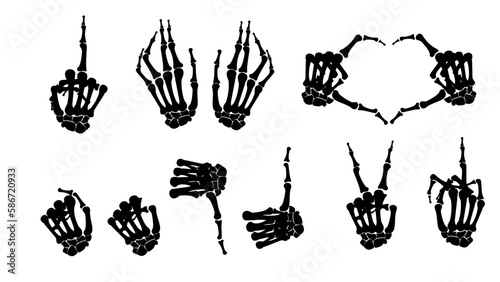 set of human skeleton hand poses
