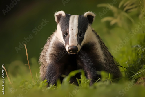 Badger - Worldwide - A group of small carnivorous mammal species known for their burrowing behavior and distinct markings (Generative AI)