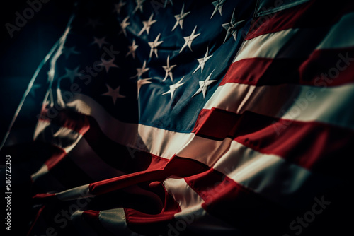 Wallpaper Mural Flag of the United States, on a clear, sunny day with a breeze waving, generative ai Torontodigital.ca