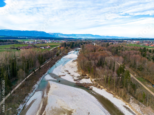 Fluss Emme mit Revitalisierung Ämmeschache-Urtenesumpf Gemeinde Utzenstorf & Bätterkinden Bern Schweiz 