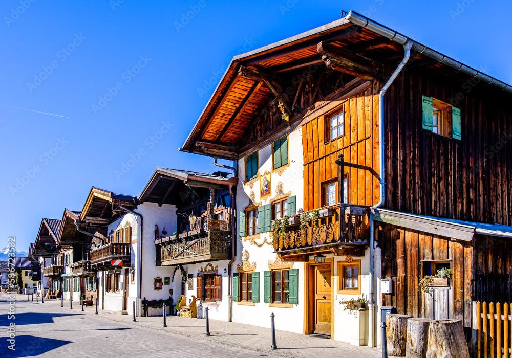 historic buildings at the old town of Garmisch-Partenkirchen