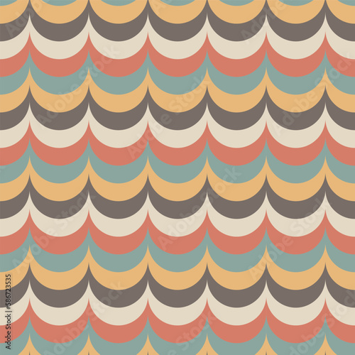 Vintage Scallop Stripes Seamless Vector Repeat Pattern