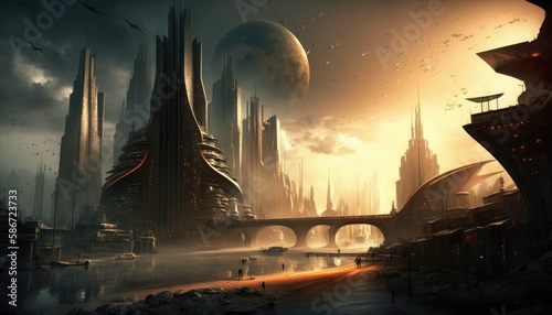 Amazing futuristic city Generative AI