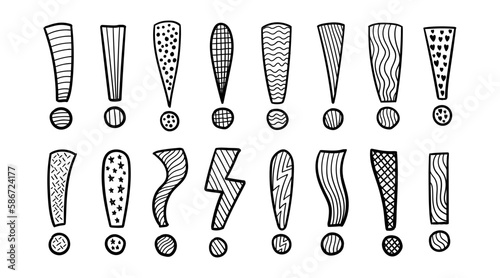 Handwritten decorated exclamation marks pack in different styles. Amazing for lettering and illustrations.